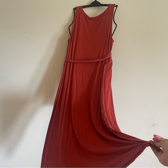 J.Jill woman's maxi sleeveless dress size M terracotta waist tie casual flowy - Picture 7 of 9